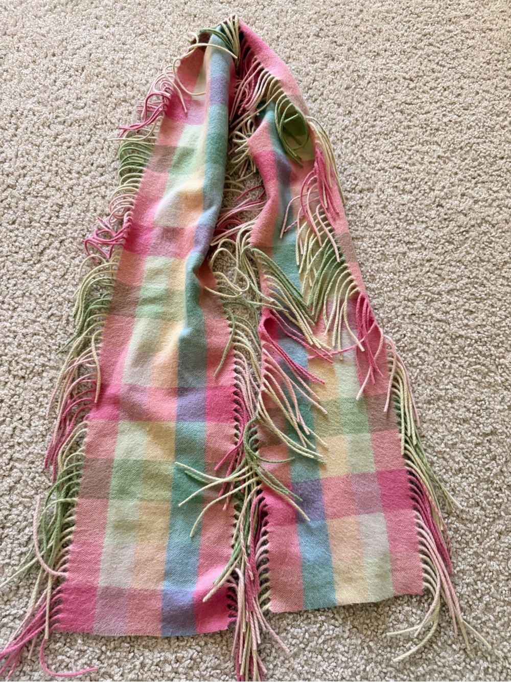 Charter Club Pastel Plaid Fringe Scarf - Pink, Green, Blue